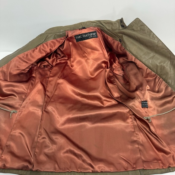 VTG MARC BUCHANAN PELLE PELLE LEATHER Jacket Women’s 9/10 Distressed Green - Picture 3 of 16